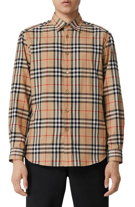 burberry check button up shirt.